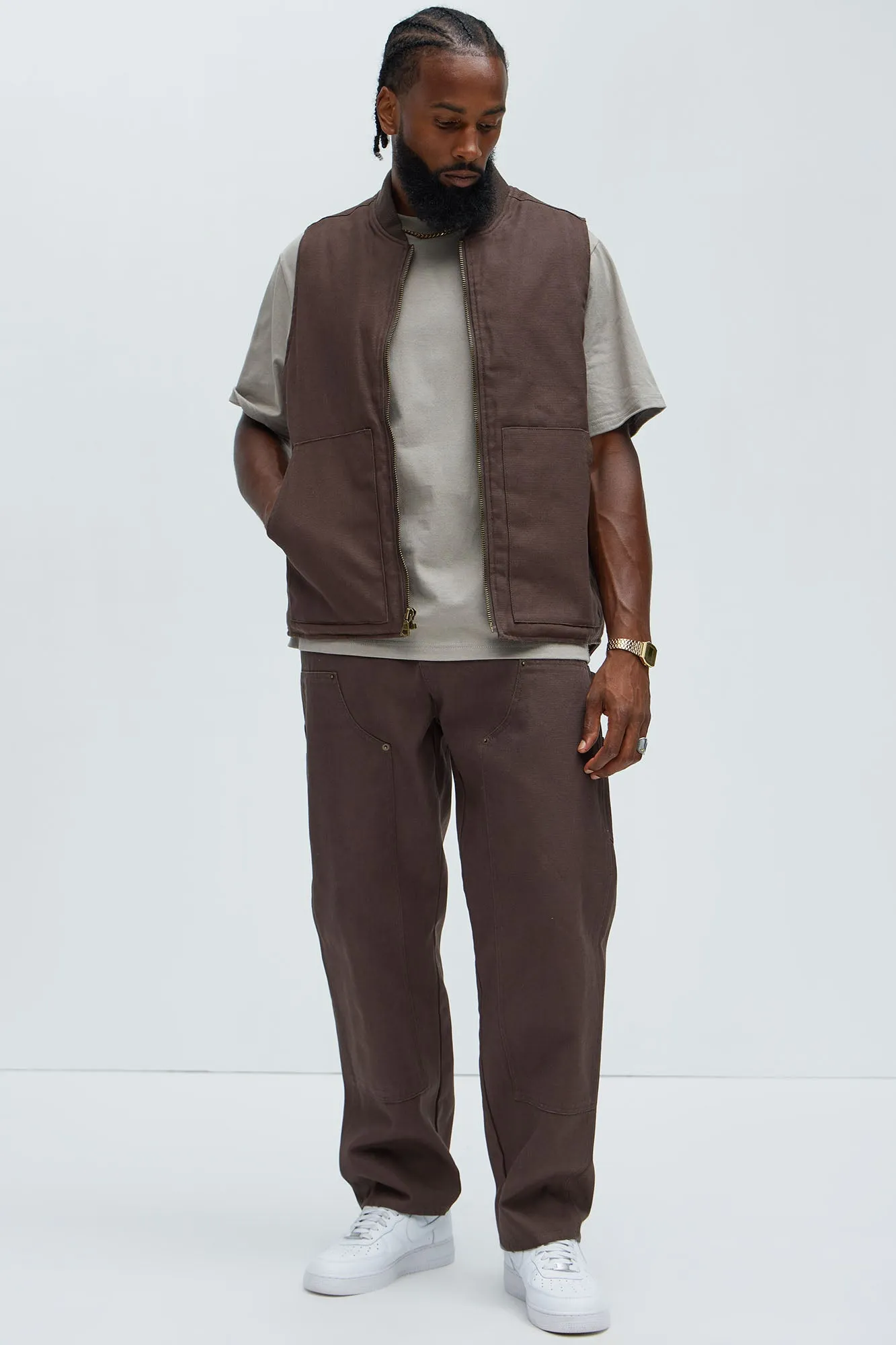 Alexander Utility Canvas Vest - Brown