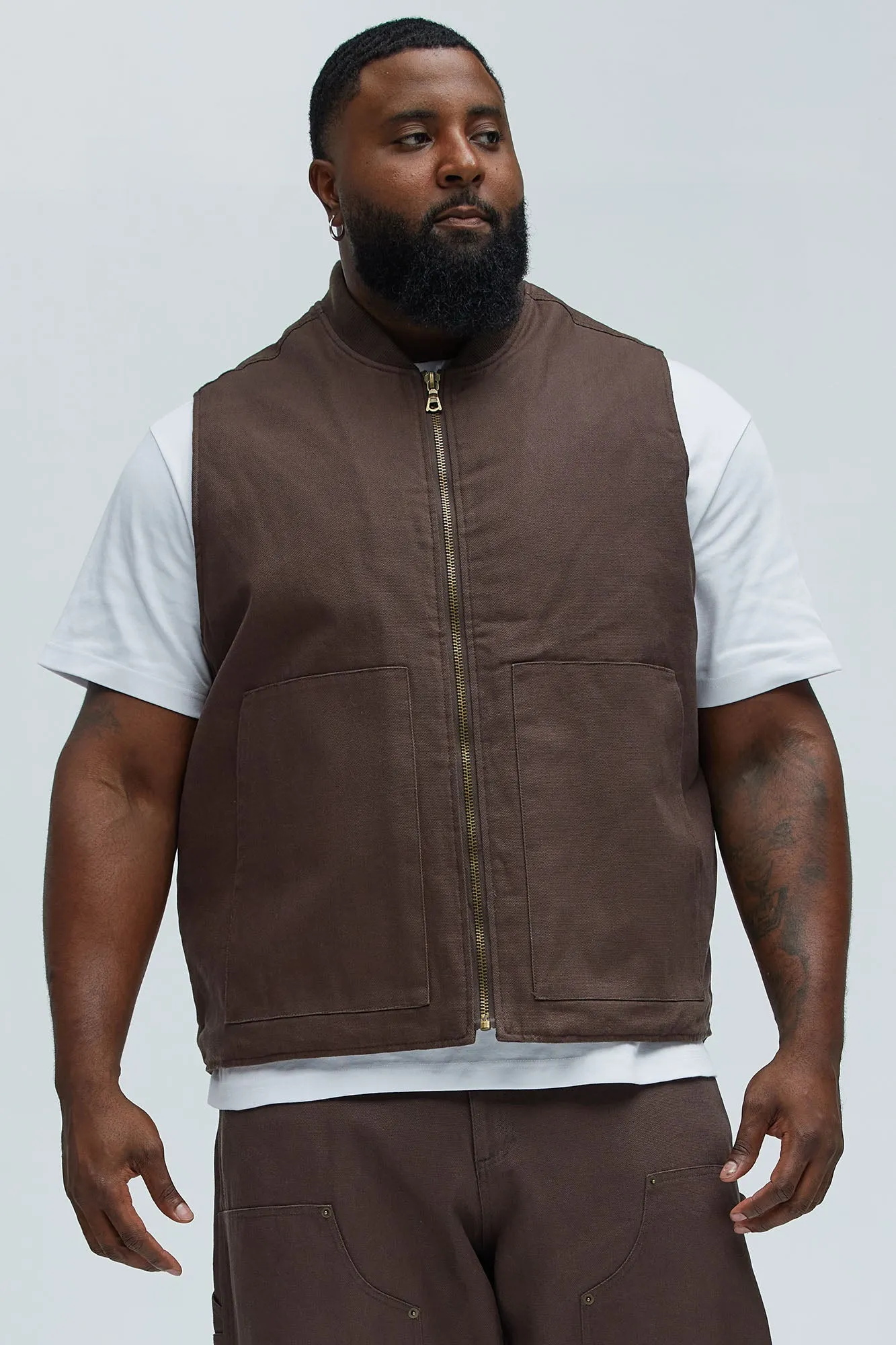 Alexander Utility Canvas Vest - Brown