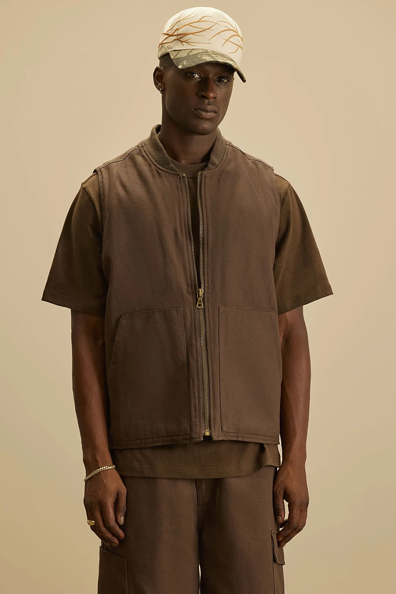 Alexander Utility Canvas Vest - Brown