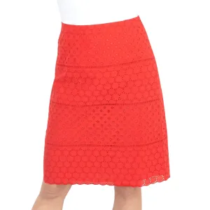 M&S Per Una A-Line Red Cotton Embroidered Short Skirts