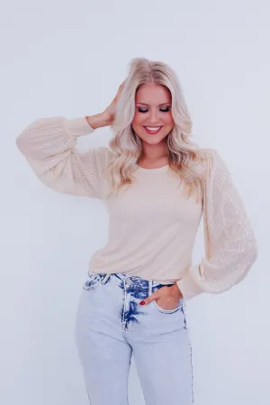 Simone Bell Sleeve Sequin Top - Cream