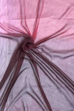 Tomato, Barn Red, Geranium, Soft Pink Ombre Silk Chiffon 4D-1038 Fabric