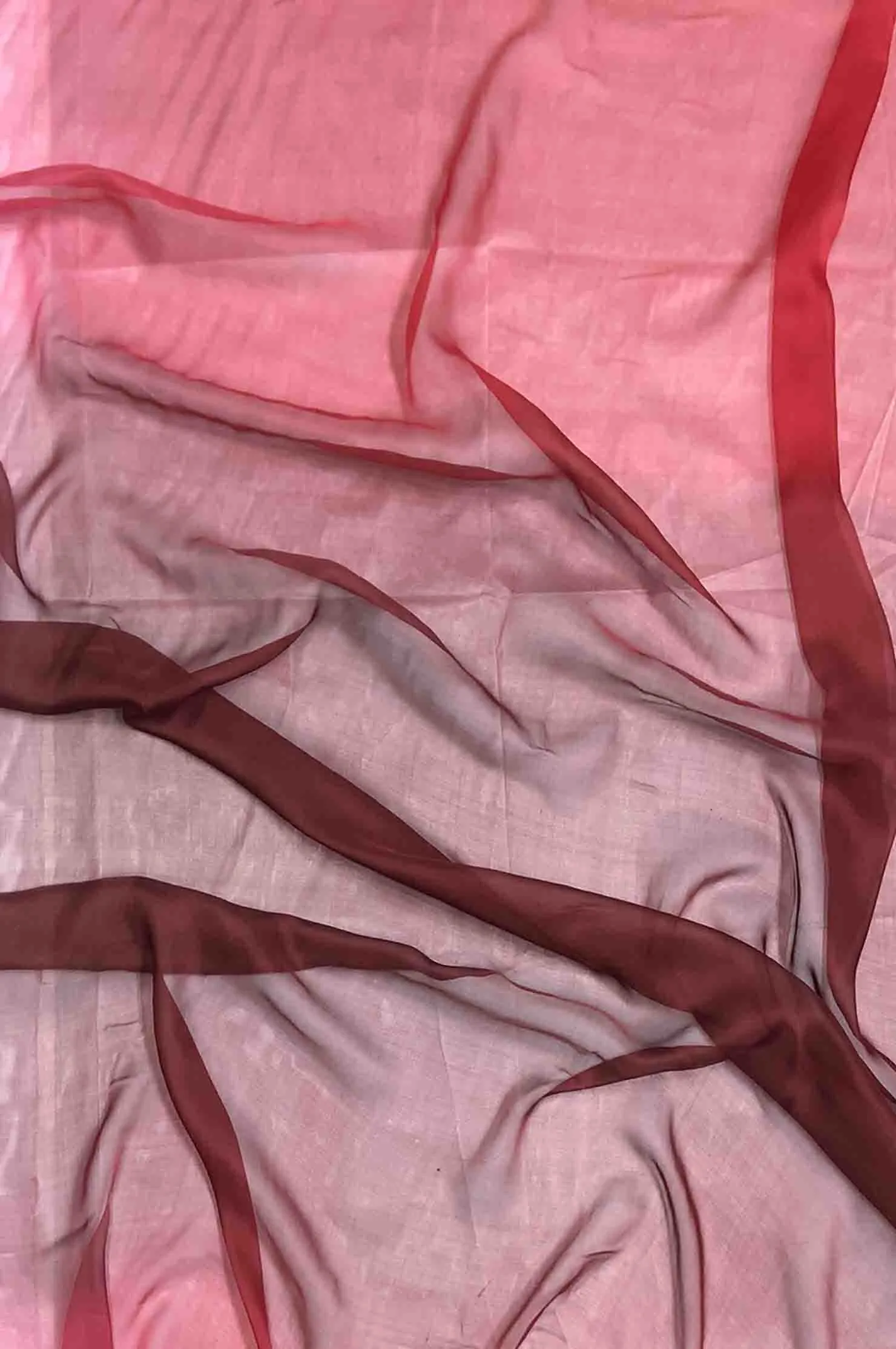 Tomato, Barn Red, Geranium, Soft Pink Ombre Silk Chiffon 4D-1038 Fabric