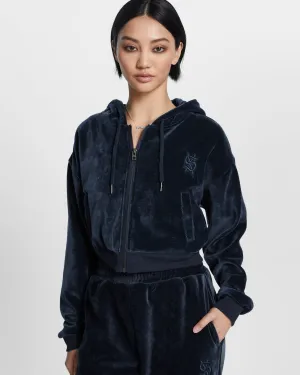 VELOUR ZIP UP HOODIE MIDNIGHT